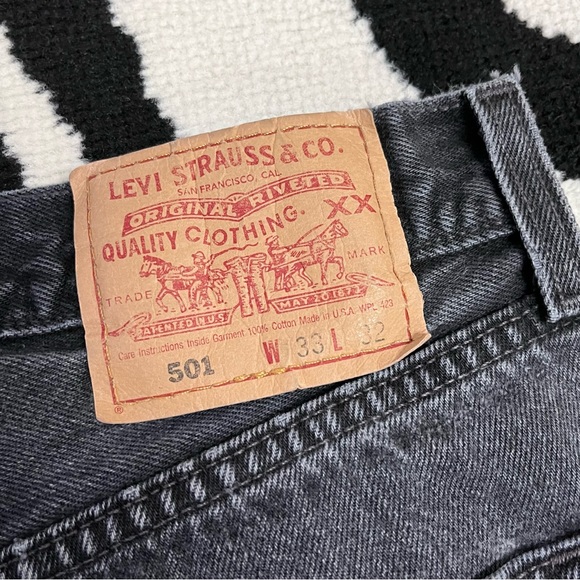 Levi’s 501 Button Fly Denim Jeans Washed Black Size 30 - Picture 4 of 8